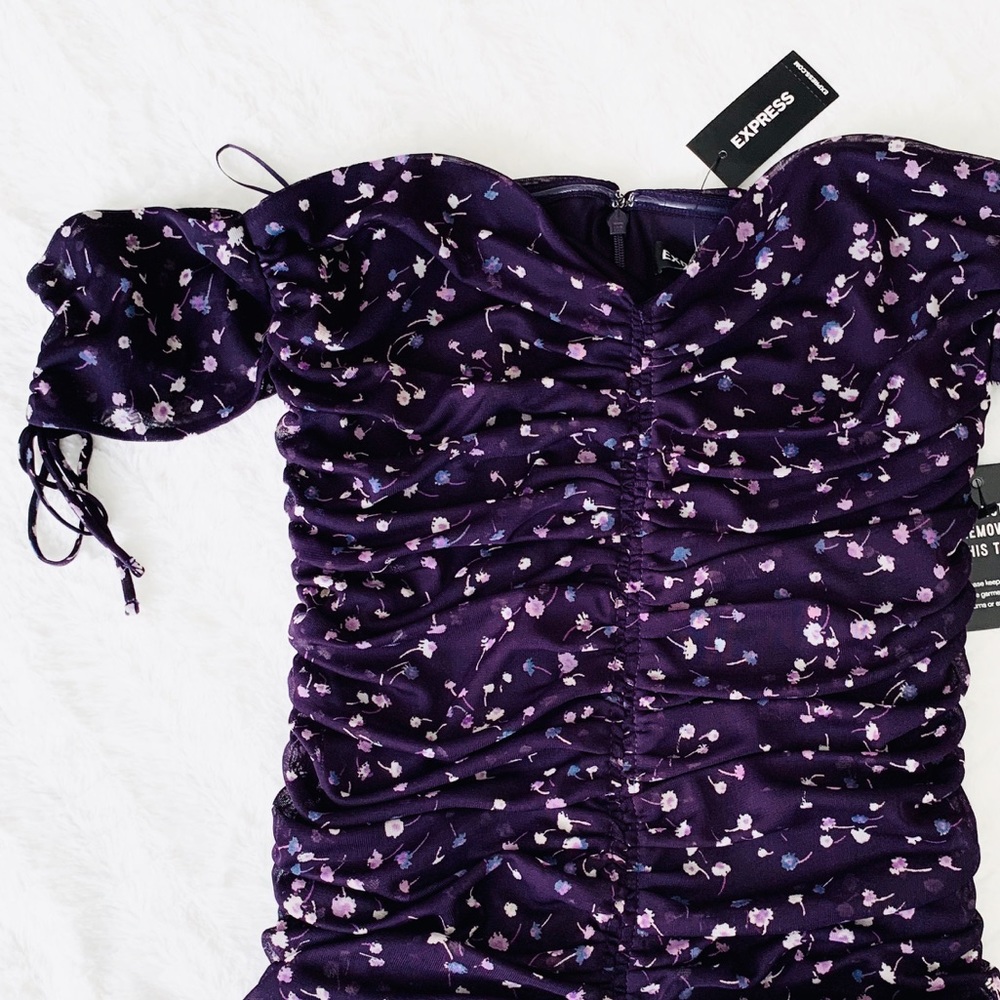 Express // NWT floral ruched off shoulder dress